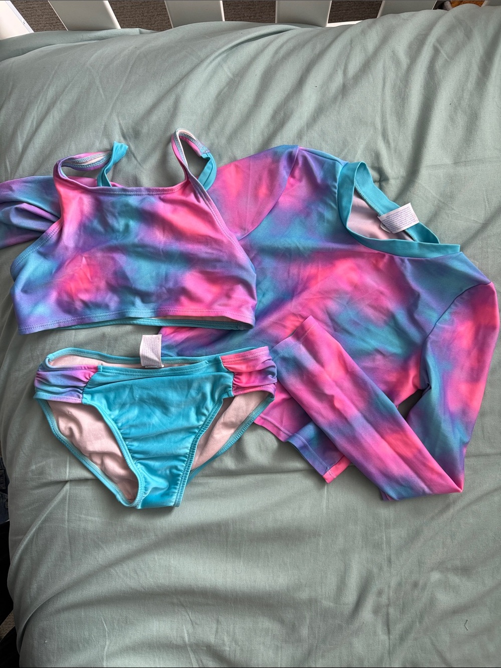 More Than Magic Pink & Blue Tie-Dye 3-Piece Kids Swim Set